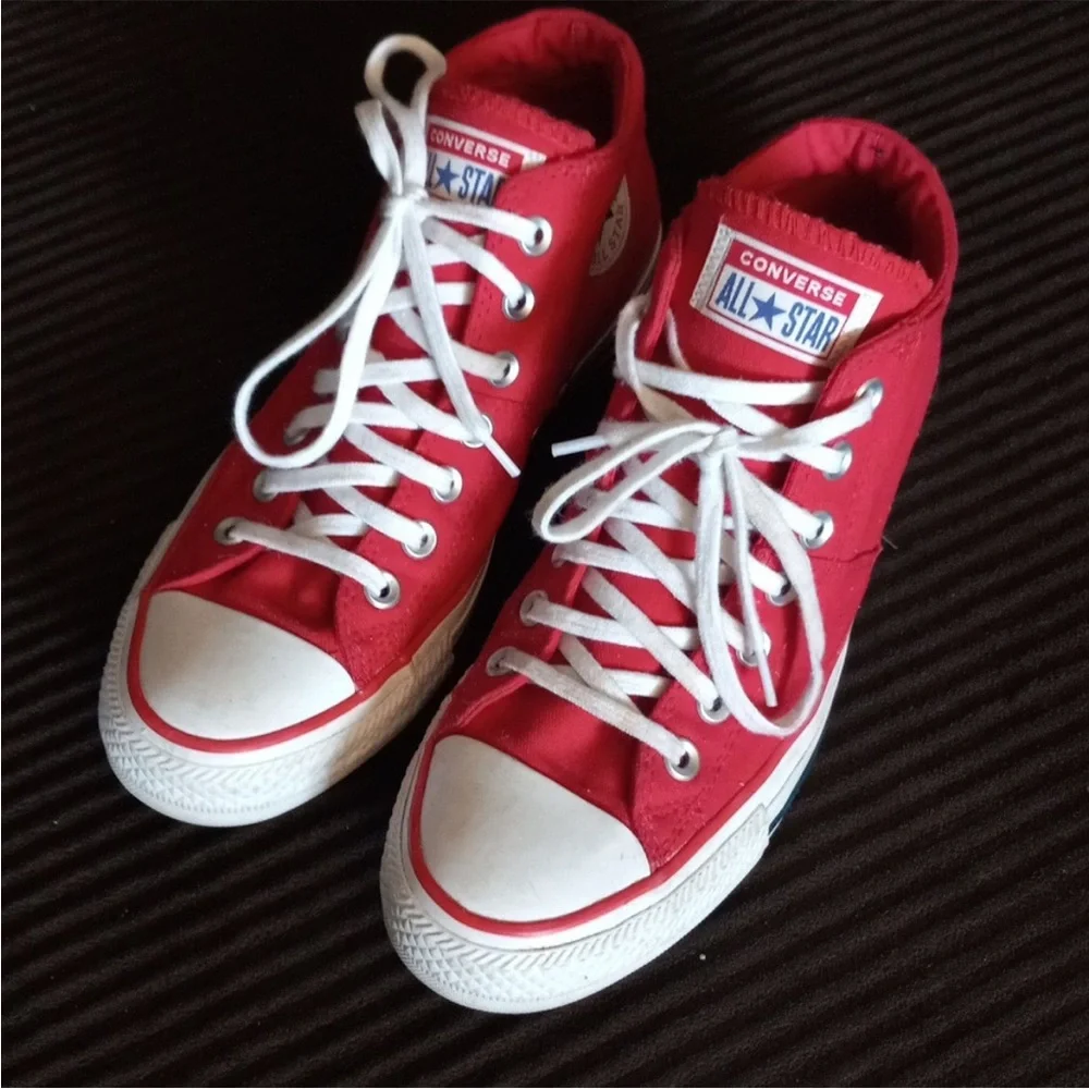 Converse Red Canvas High-Tops - Picture 3 of 7